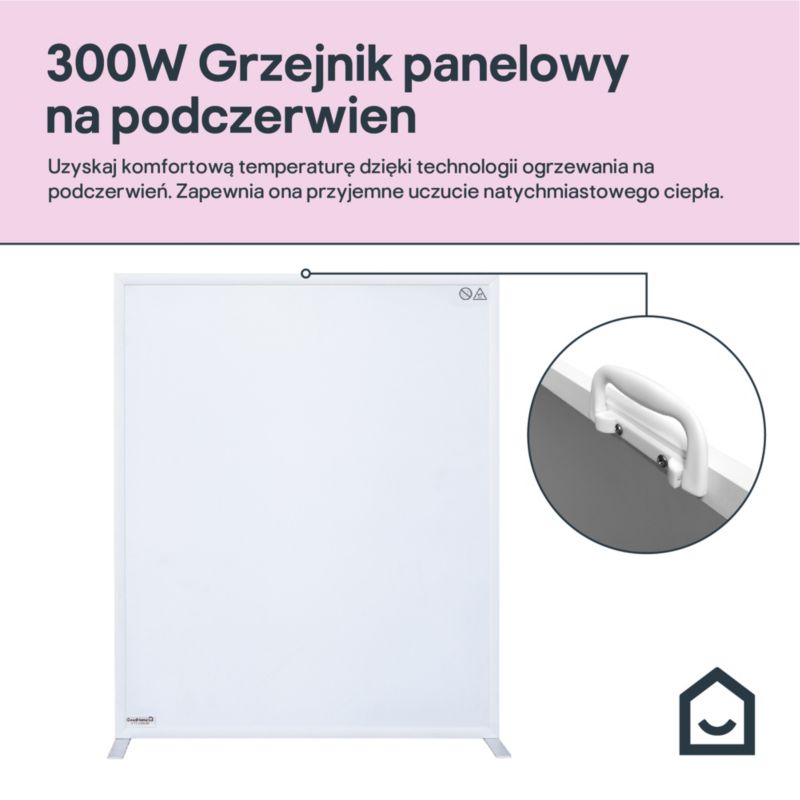 Grzejnik na podczerwień GoodHome przenośny 300 W biały