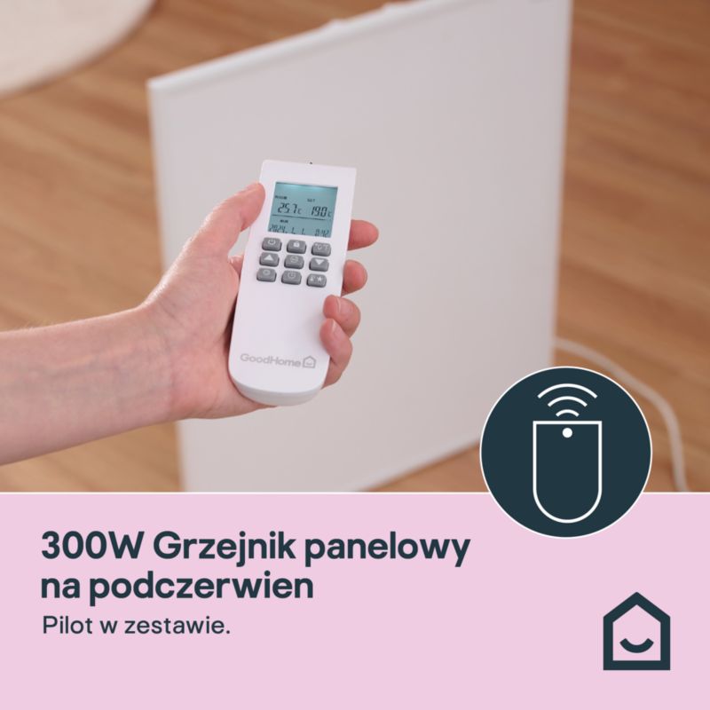 Grzejnik na podczerwień GoodHome przenośny 300 W biały