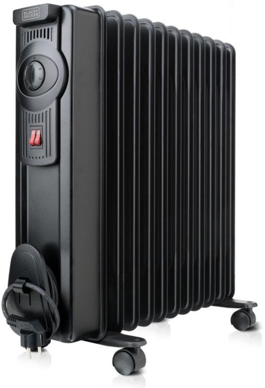 Grzejnik olejowy Black+Decker 2300W czarny z termostatem, kółkami i lampką kontrolną 1 szt.