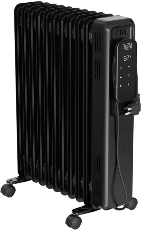 Grzejnik olejowy Black+Decker 2500W 3 poziomy grzania LED 11 elementów czarny 1 szt.