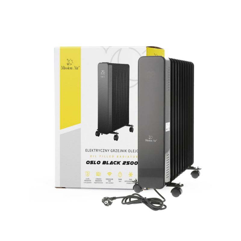 Grzejnik olejowy OSLO 2500W Mission Air Czarny WiFi 1szt