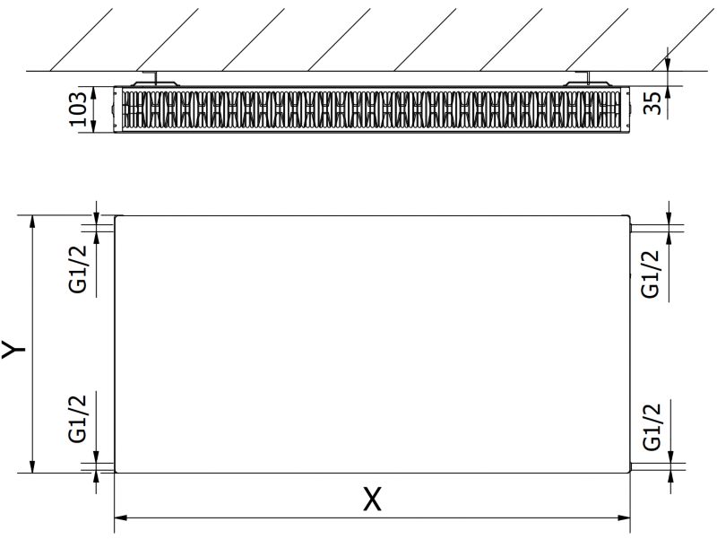 Grzejnik płytowy Mexen Flat CF22  600 x 2000 antracyt 3165 W 1 szt.