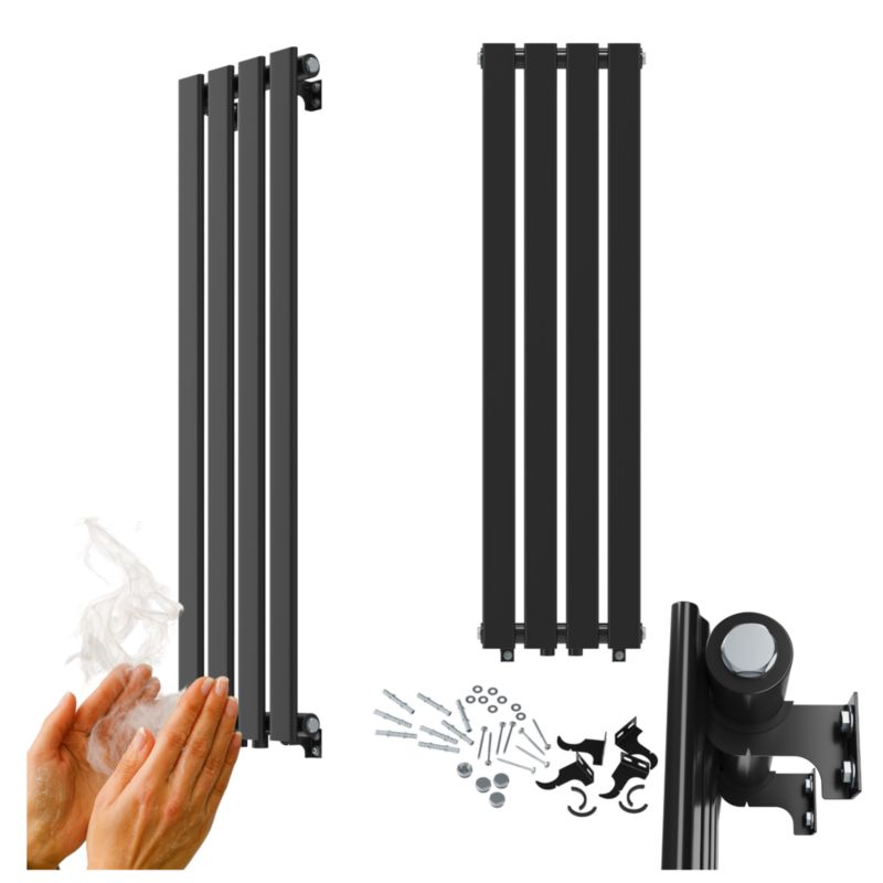 Grzejnik Pionowy Ozdobny Granitan Fero 1100x296 Czarny Kaloryfer 368W Panelowy  1 szt.