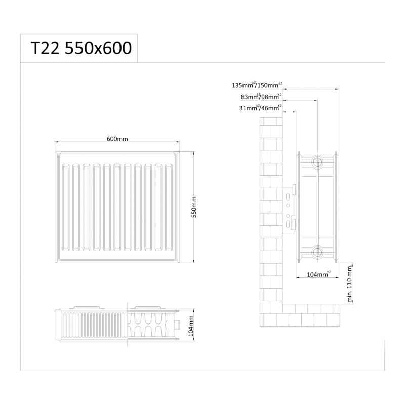 Grzejnik stalowy GoodHome C22 550 x 600 mm