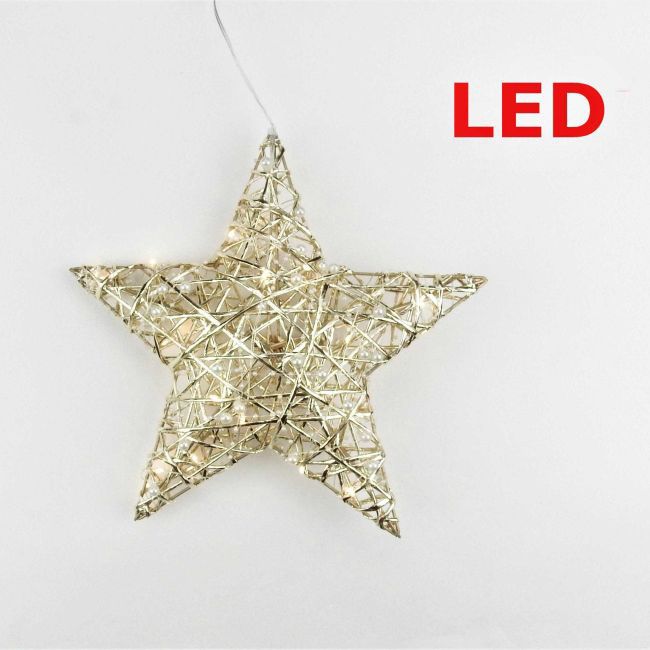Gwiazda 20 LED 29 cm złota