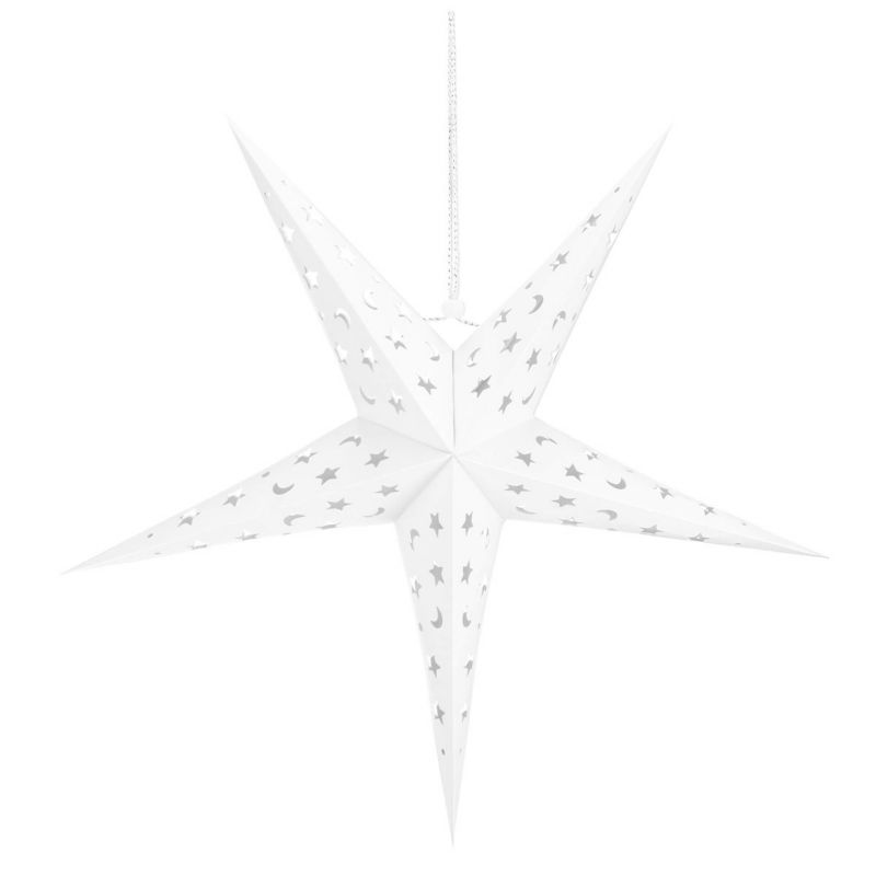 Gwiazda świąteczna papierowa Springos 3D 25 cm zawieszka choinkowa biała 1 szt.