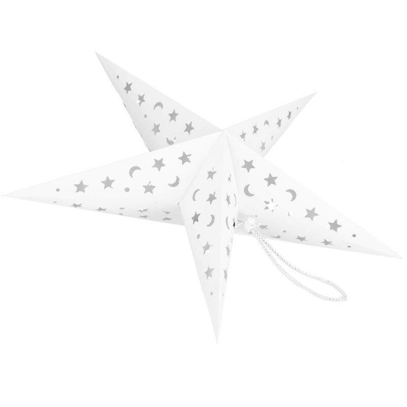 Gwiazda świąteczna papierowa Springos 3D 25 cm zawieszka choinkowa biała 1 szt.