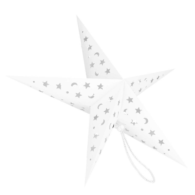 Gwiazda świąteczna papierowa Springos 3D 25 cm zawieszka choinkowa biała 1 szt.