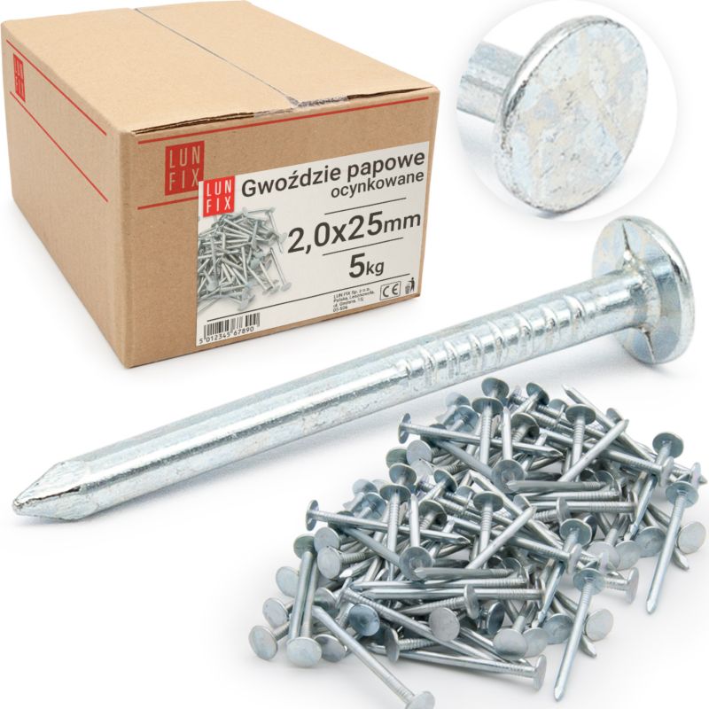 Gwoździe Lun Fix papowe 2x25 mm 5kg ok. 8180szt.