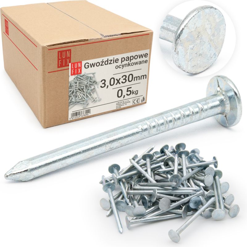 Gwoździe Lun Fix papowe 3x30 mm 0,5kg ok. 225szt.