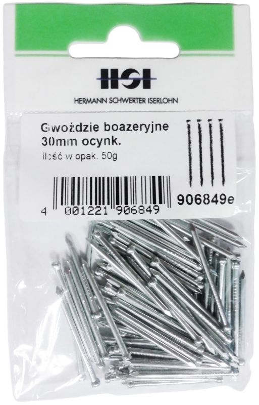 Gwoździe boazeryjne ocynkowane 1,6 x 30 mm 50 g