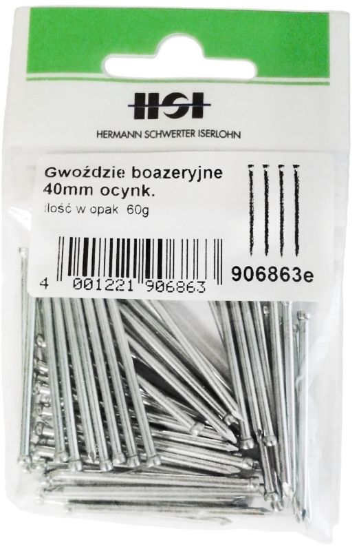 Gwoździe boazeryjne ocynkowane 2 x 40 mm 60 g