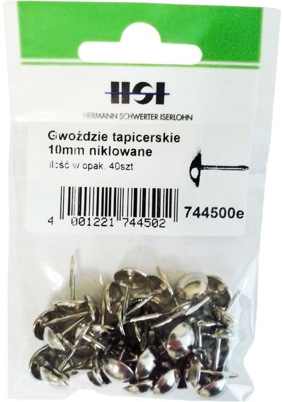 Gwoździe tapicerskie 10 mm niklowane 40 szt.