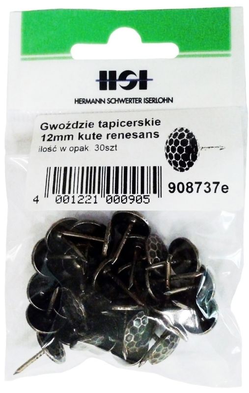 Gwoździe tapicerskie 12 mm kute renesans 30 szt.