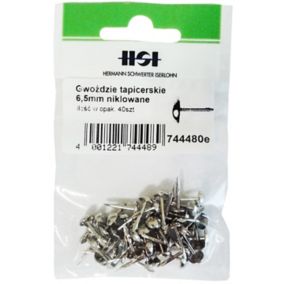 Gwoździe tapicerskie 6,5 mm niklowane 40 szt.