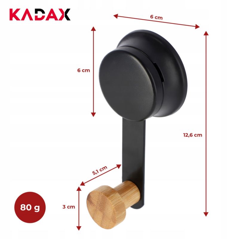 Haczyk KADAX Z Przyssawką Na Ubrania Stalowy 2 kg Czarny 1 szt.