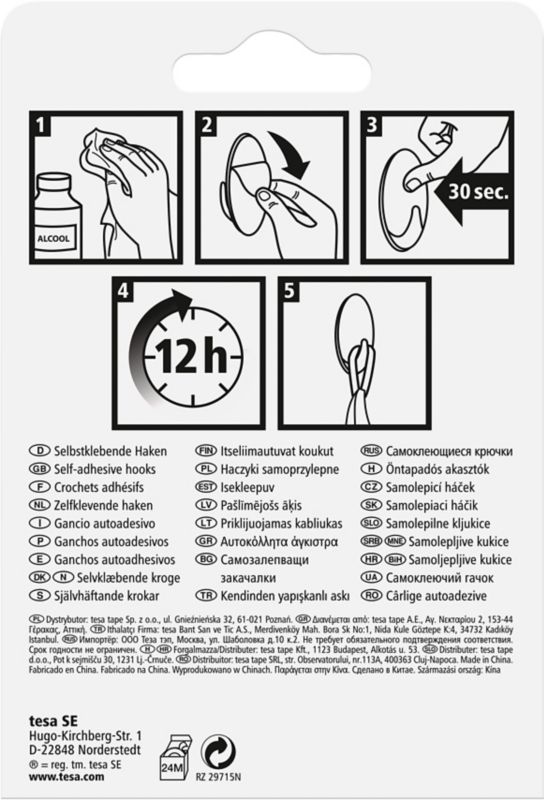 Haczyk samoprzylepny owalny Tesa L metal