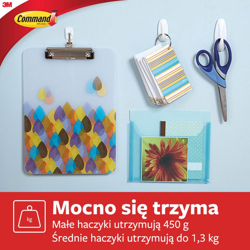 Haczyki samoprzylepne owalny Command udźwig do 1,3 kg biały 2 szt.