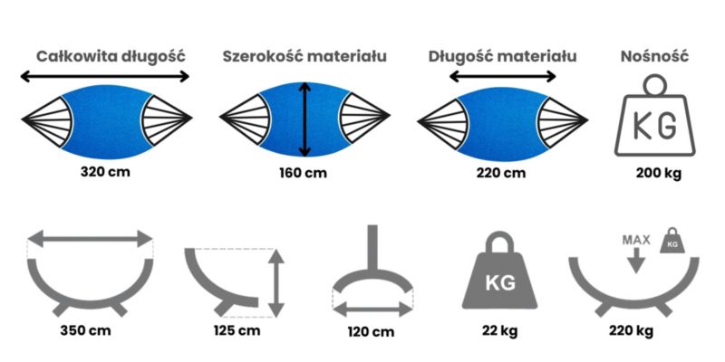 Hamak na stelażu POTENZA hamak Singa + stelaż Grande stalowy 1 zestaw