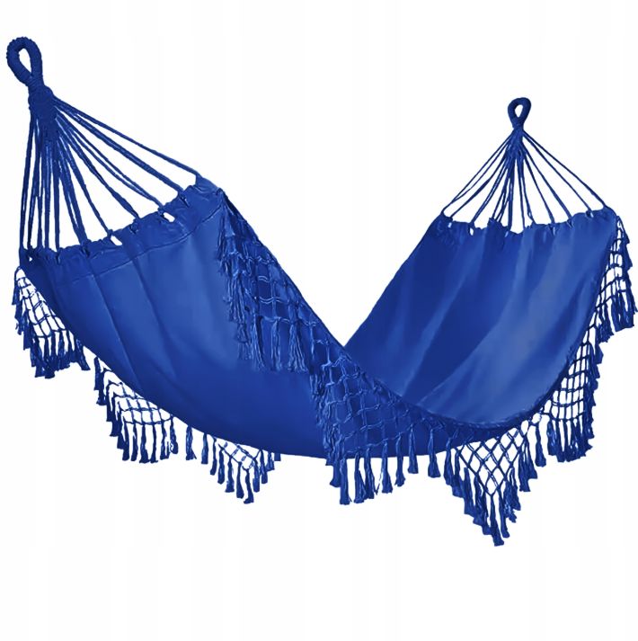 Hamak ogrodowy Artdesign niebieski turystyczny boho huśtawka mocny 150x190 120 kg plus linki torba 1 szt.