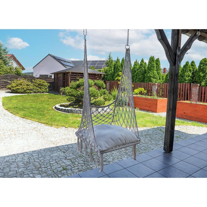 Hamak Saska Garden ażurowy fotel wiszący bocianie gniazdo 60X60X150cm z poduszką ecru  1szt.