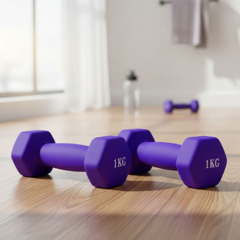 Hantelki neoprenowe Pretorians 2x1 kg ciężarki żeliwne do fitnessu 2 szt.