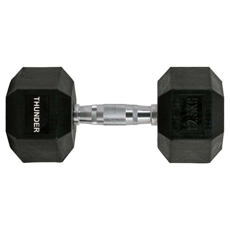 Hantla hexagonalna 12,5 kg THUNDER HEXAGONAL-DUMBBELLS-12,5KG  gumowana stalowa profesjonalna 1szt.