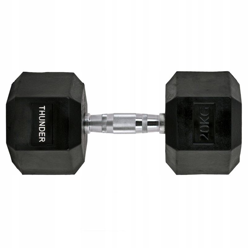Hantla hexagonalna 20 kg THUNDER HEXAGONAL-DUMBBELLS-20KG gumowana stalowa profesjonalna 1szt.
