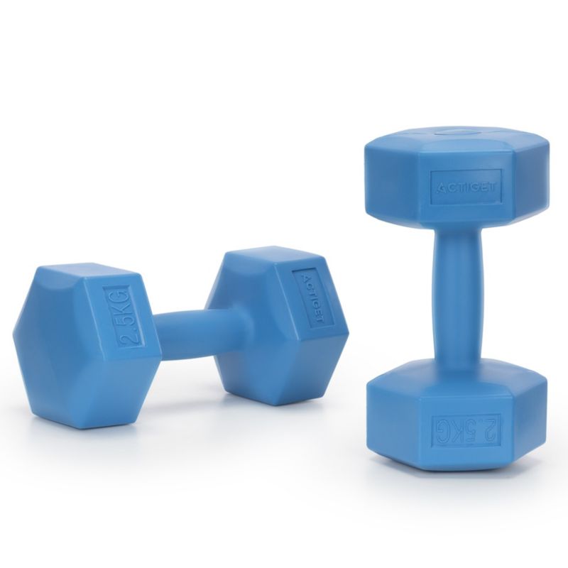 Hantle Actiget 2x2,5kg hexagonalne do ćwiczeń fitness ciężarki zestaw niebieskie 2 szt.