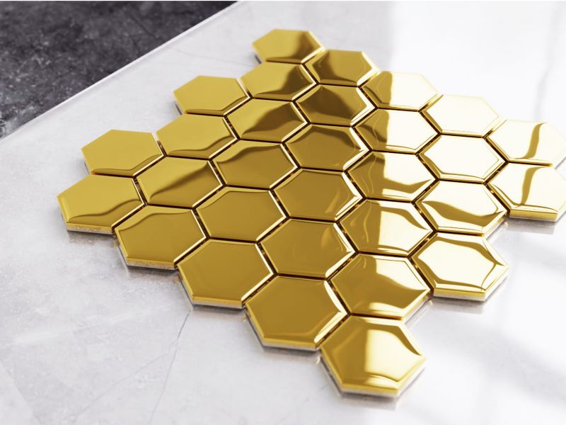Heksagon Mozaika szklana Ilcom złota gold metallic 24.7 x 25.5 cm 1 szt.