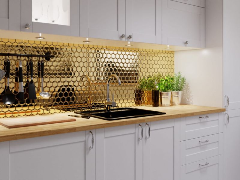 Heksagon Mozaika szklana Ilcom złota gold metallic 24.7 x 25.5 cm 1 szt.