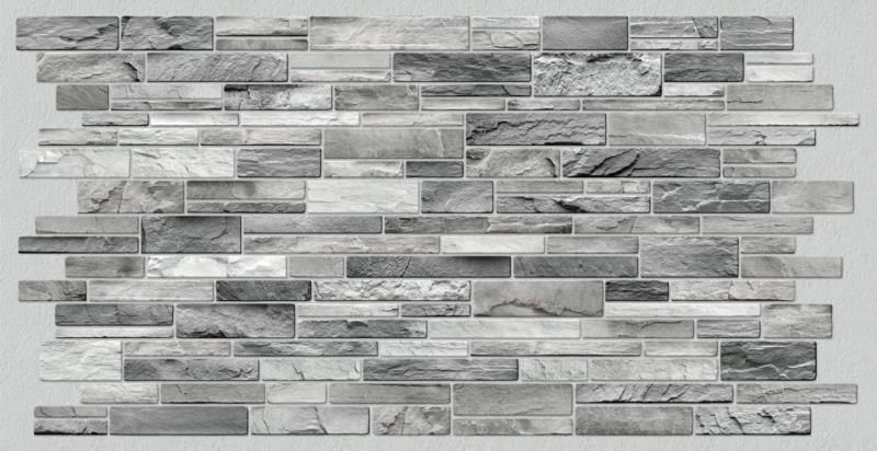 Homeandme Panel dekoracyjny ścienny PVC 3D Kamień łupany Szary 48x96 cm Płytka wodoodporna 1 szt.