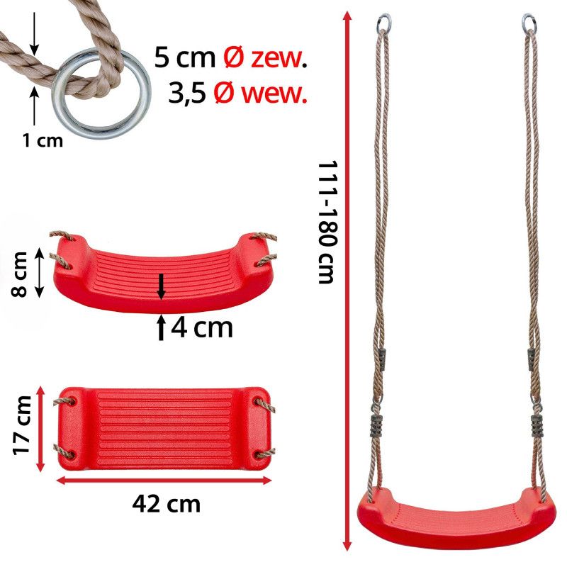 Huśtawka ogrodowa 4iQ Group siedzisko deska czerwone 1szt.