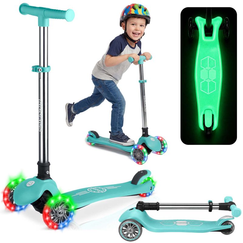 Hulajnoga trójkołowa Ricokids Glow balansowa turkusowa Glow koła LED świeci w ciemności 1 szt.