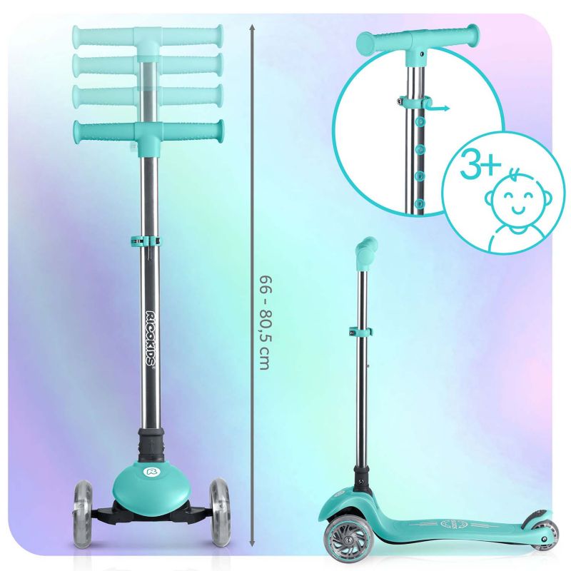 Hulajnoga trójkołowa Ricokids Glow balansowa turkusowa Glow koła LED świeci w ciemności 1 szt.