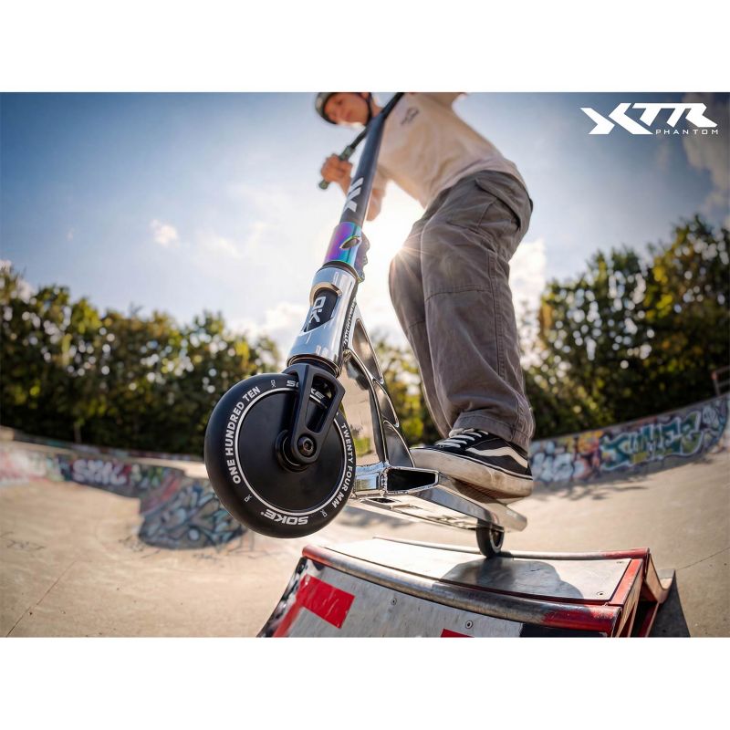 Hulajnoga wyczynowa Soke XTR srebrno-czarna ABEC-9 HIC park do trików 110 mm 1szt.