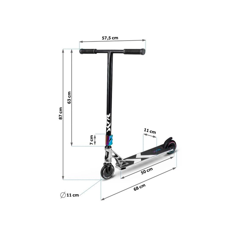 Hulajnoga wyczynowa Soke XTR srebrno-czarna ABEC-9 HIC park do trików 110 mm 1szt.