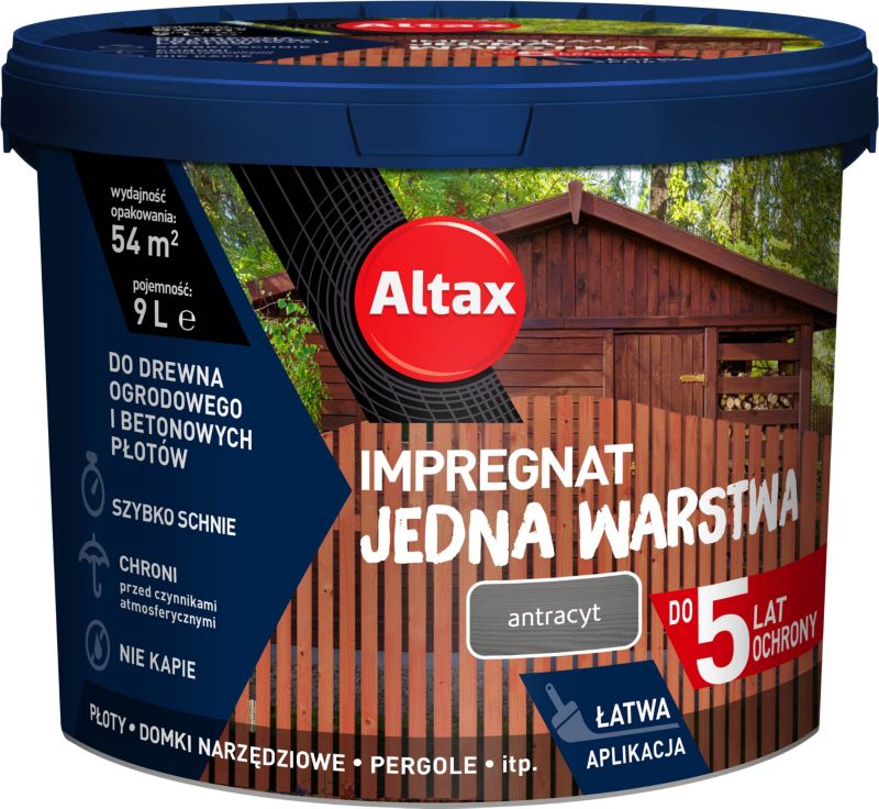 Impregnat Altax Jedna Warstwa antracyt 9 l