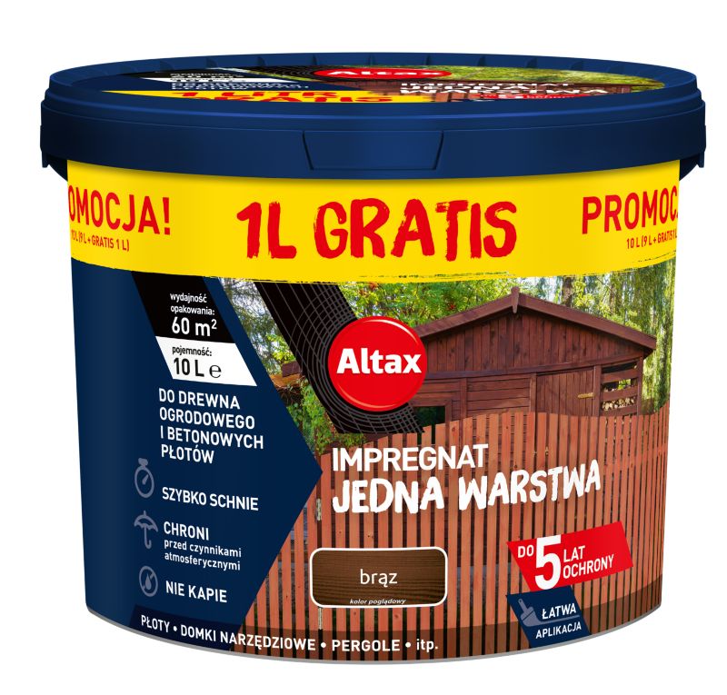 Impregnat Altax Jedna Warstwa brązowa 9 + 1 l gratis