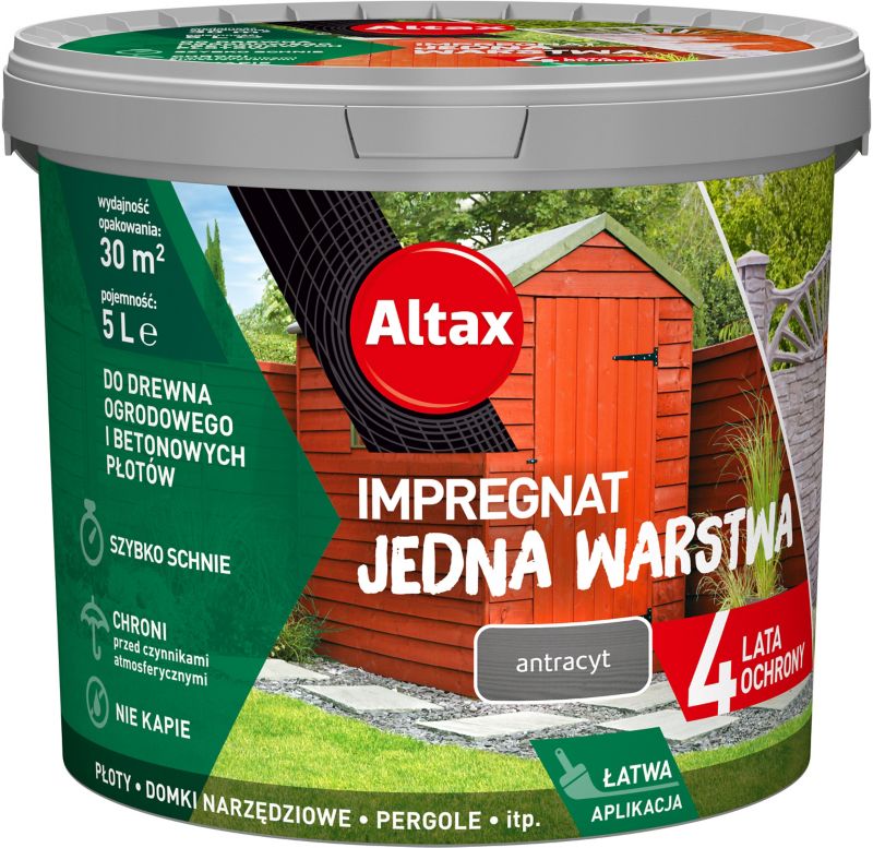 Impregnat Altax Jedna Warstwa drewno/beton antracyt 5 l