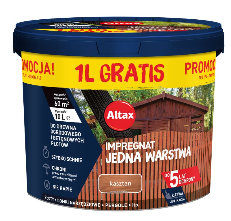 Impregnat Altax Jedna Warstwa kasztan 9 + 1 l gratis