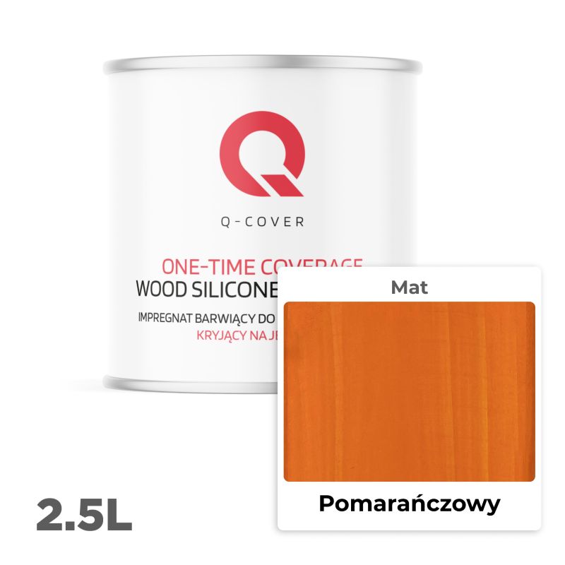 Impregnat Barwiący do Drewna z Silikonem Kryjący na Jeden Raz Q-Cover Pomarańczowy 2.5L