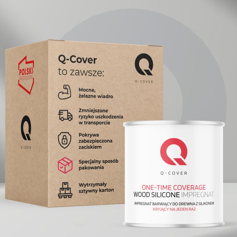 Impregnat Barwiący do Drewna z Silikonem Kryjący na Jeden Raz Q-Cover Pomarańczowy 2.5L