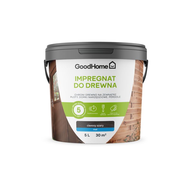 Impregnat do drewna GoodHome ciemny szary 5 l