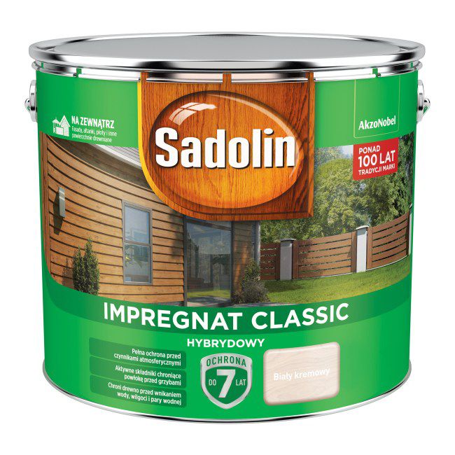 Impregnat do drewna Sadolin Hybrydowy biały kremowy 9 l