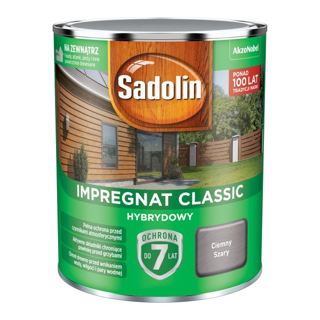 Impregnat do drewna Sadolin Hybrydowy ciemny szary 0,75 l