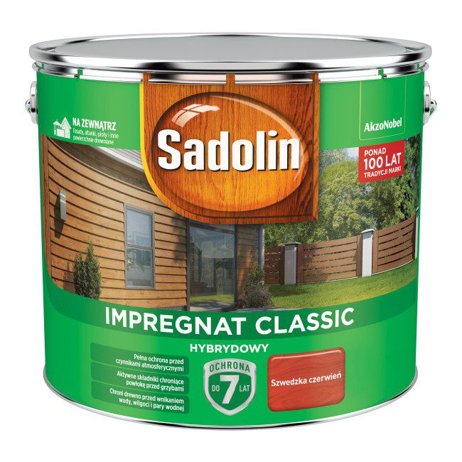 Impregnat do drewna Sadolin Hybrydowy szwedzka czerwień 9 l