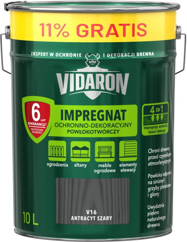 Impregnat do drewna Vidaron antracyt 9 l + 11%