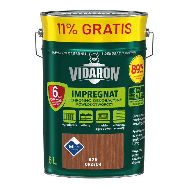 Impregnat do drewna Vidaron orzech 4,5 l + 11%