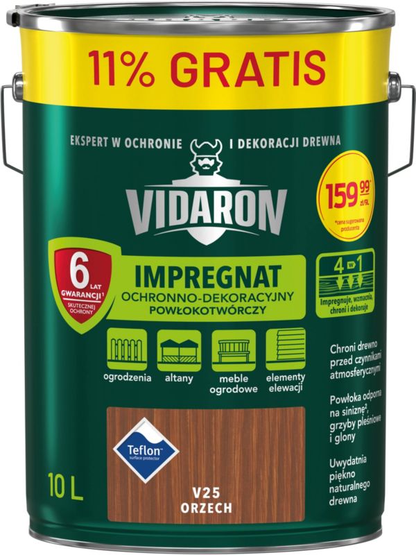 Impregnat do drewna Vidaron orzech 9 l + 11%